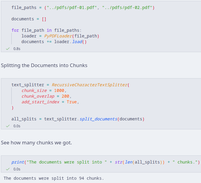 Documents loading and splitting.