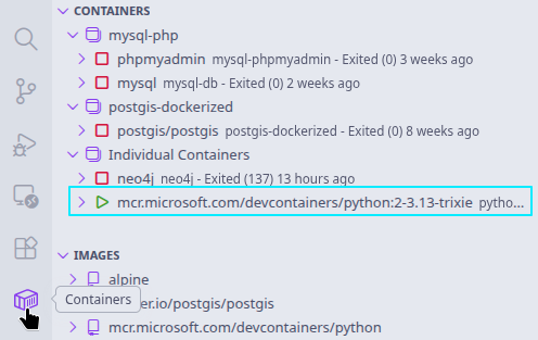 Visual Studio Code container extension.